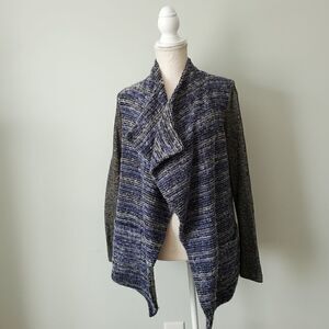 LUCKY BRAND SHAWL SWEATER BLUE AND GRAY SIZE SMALL